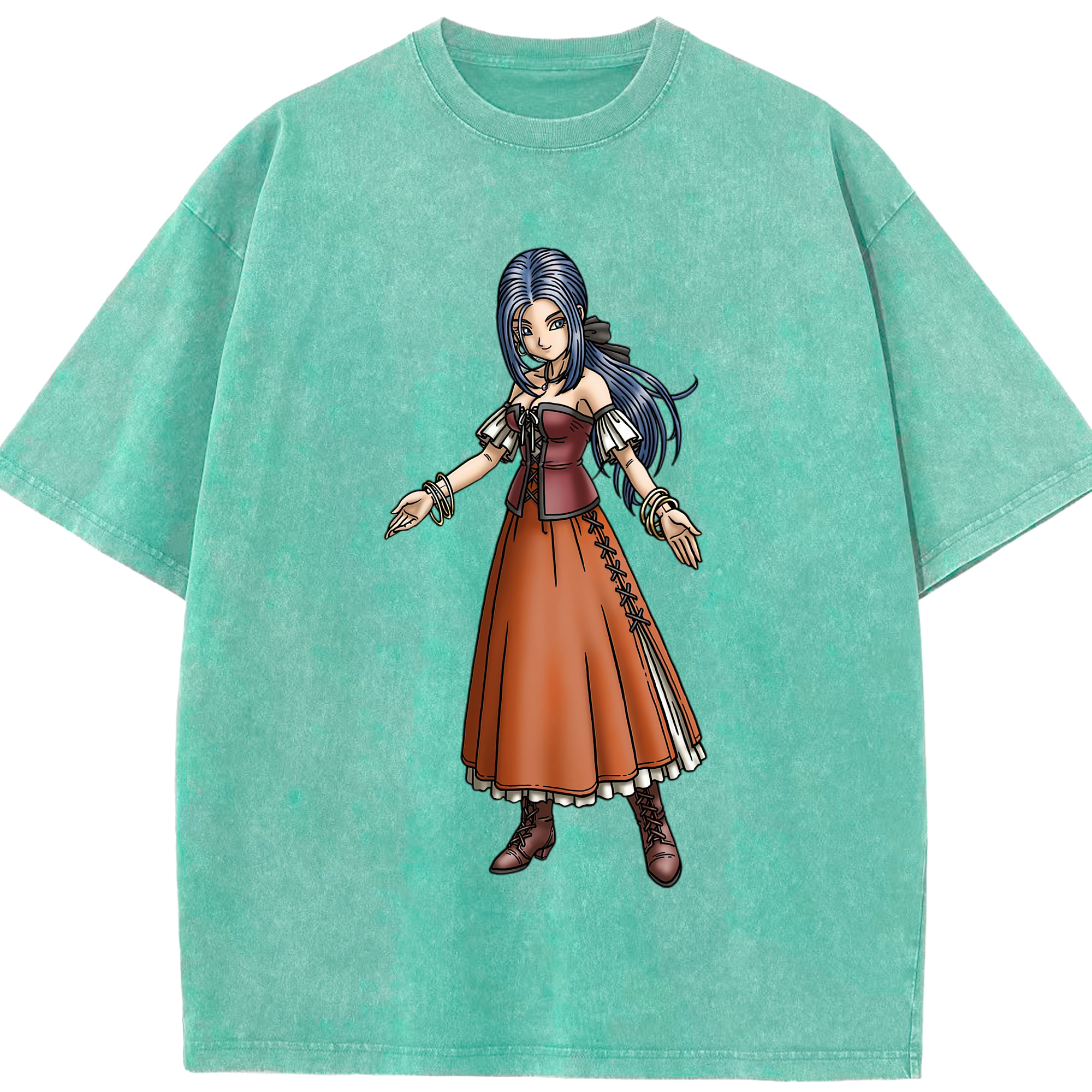 （画像用） ドラゴンクエスト Doragon Kuesuto Dragon Quest 綿100% ヴィンテージ風 半袖Tシャツ（フロントプリント）